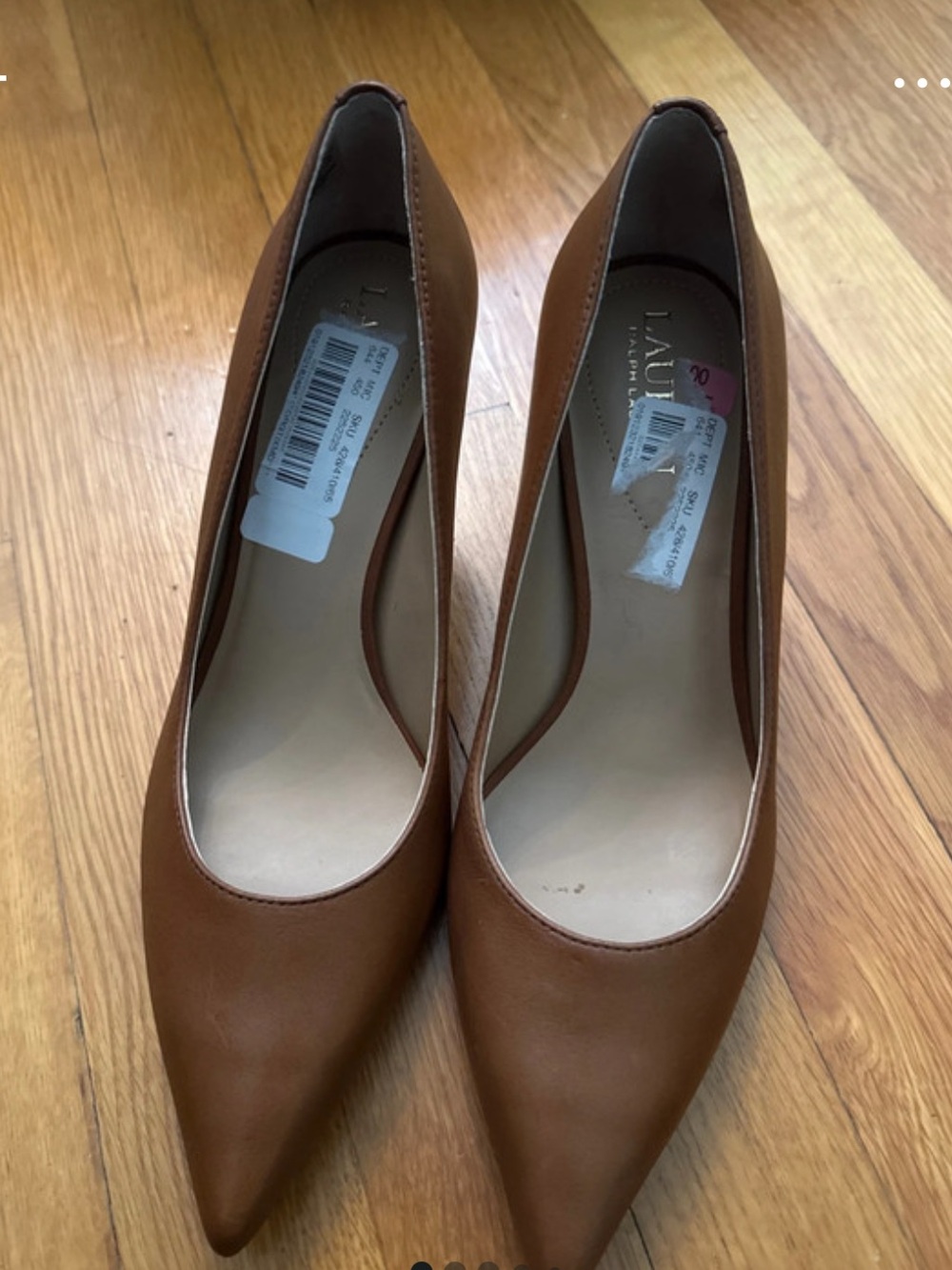 Lauren Ralph Lauren Tan Pointed-Toe Leather Pumps Lanette